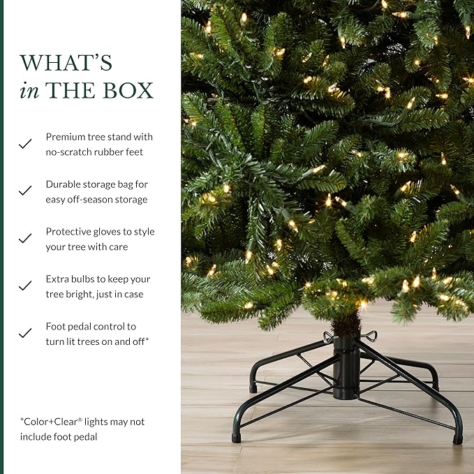 Balsam Hill 4.5ft Pre-Lit Classic Blue Spruce - Artificial Christmas Tree with 300 Clear Incandescent Lights, Easy Plug Technology, Premium Stand for Indoor Holiday Decorating