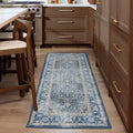 RUGGABLE Washable Vintage Runner Rug – Kamran Admiral Blue 2.5x10, Stain-Resistant, Non-Slip Hallway Runner – Machine Washable Rug for Hallway, Entryway, Living Room & Kitchen – with Cushioned Pad