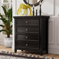 BLANKSPACE Black Dresser for Bedroom, 4 Chest of Drawer Modern Wood Nightstand, Wooden Clothes Organizer Cabinet Dressers for Living Room, Closets, Hallway