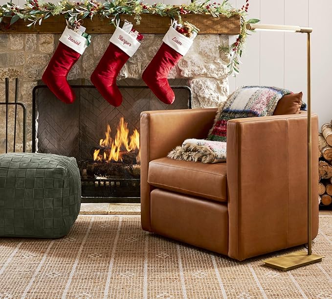 Luxury Handcrafted Suede Basketweave Pouf Ottoman – Soft & Durable Floor Cushion, Footrest, and Accent Seating for Living Room, Bedroom, & Office – Stylish Modern Home Décor (Hunter, 18" x 18" x 14")