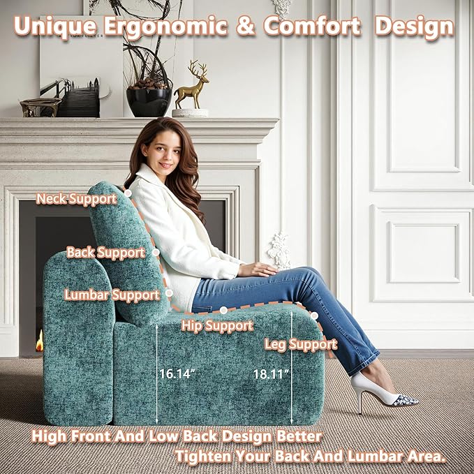 EASE MOOSE Sectional Cloud Couch for Living Room, Modular Boneless Sofa Large L-Shaped, Modern Cloud Sofa Set with Fluffy Foam, Oversized 4-Seater Deep Sofas with Ottoman for Bedroom, Chenille (Blue)