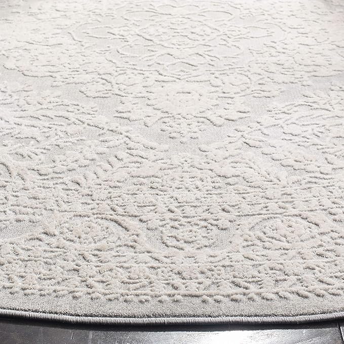 SAFAVIEH Reflection Collection Runner Rug - 2'3" x 10', Light Grey & Cream, Non-Shedding & Easy Cleaning, Ideal for Living Room, Bedroom (RFT668G)