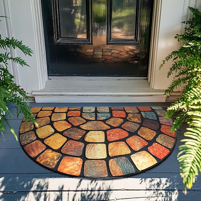 ubdyo Unique Design Door mat - Low Pile Front Doormat Outside Entrance for Efficient Dirt Trapping - All Weather Front Door Mat Indoor Entrance - Anti Slip Welcome Matt Outdoor - (36" x 24", Orange)