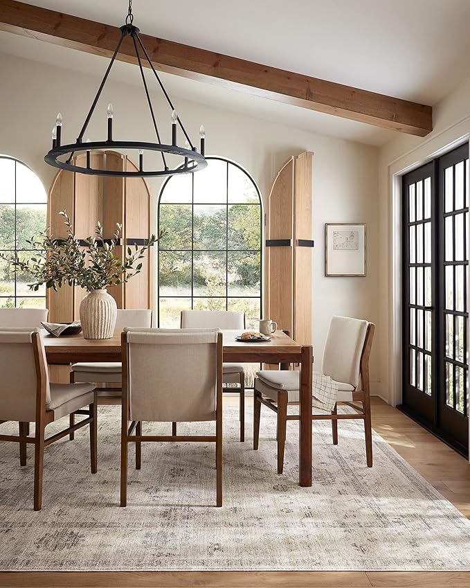 Loloi Magnolia Home by Joanna Gaines Millie Collection MIE-01 Silver/Dove 5'-3" x 5'-3", .25" Pile Height, Round Area Rug