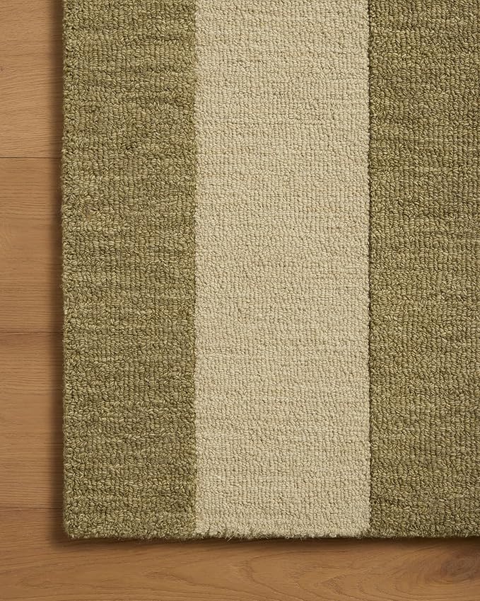 Loloi Leanne Ford Craven Collection CVN-01 Light Olive/Oatmeal 5'-0" x 7'-6" Area Rug Geometrical, Patterned, Neutral, Living Room, Bedroom, Dining Room