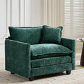 Aoowow Chenille Upholstered Accent Chair Oversized,Fluffy Single Cloud Sofa Chairs with Deep Seat,Modern Large Reading Arm Chair with Throw Pillow for Living Room,Bedroom (Green, Single Sofa Chair)