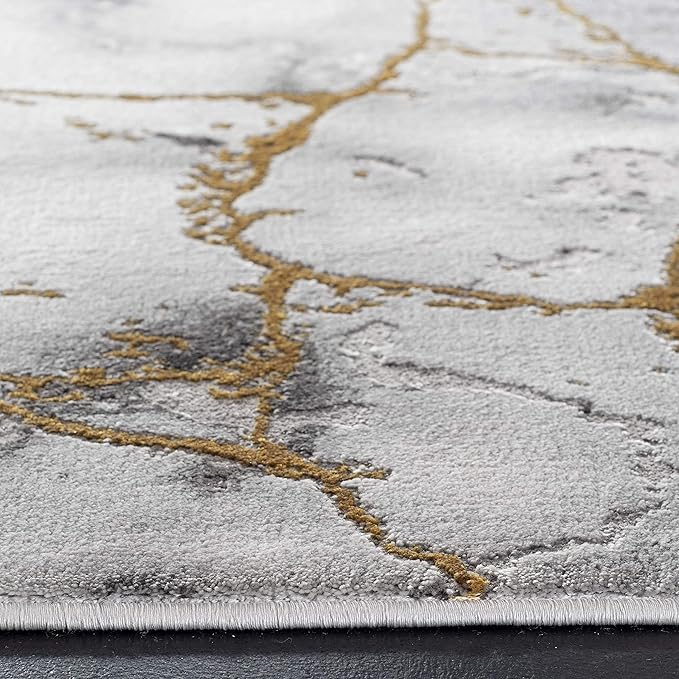 SAFAVIEH Craft Collection Area Rug - 11' Square, Grey & Gold, Modern Abstract Design, Non-Shedding & Easy Care, Ideal for High Traffic Areas in Living Room, Bedroom (CFT877F)
