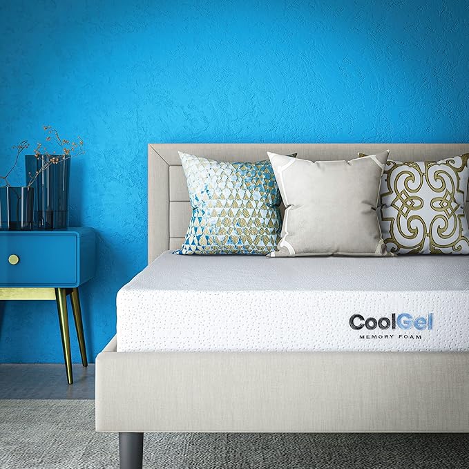 Cool Gel Twin XL Mattress 8 Inch Memory Foam Medium Firm, Gel Memory Foam Mattress Twin XL Cooling, Made in the USA, 8" Depth with Pressure Relief, CertiPUR-US Certified Fiberglass Free, Bed