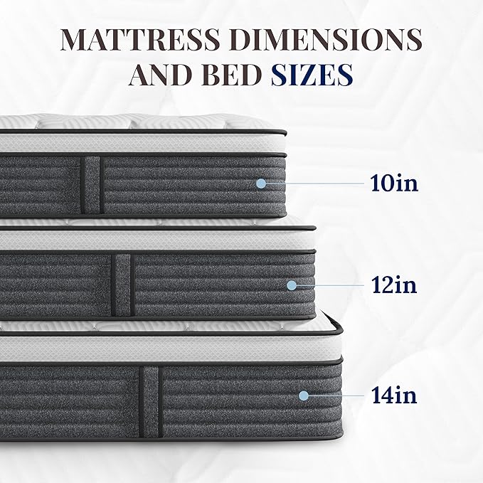 CH CHARME HOUSE Full Size Mattress, 14 Inch Full Hybrid Mattress in a Box, Medium Feel Foam and Individual Pocket Springs, Extra Edge Support, Pressure Relief, CertiPUR-US