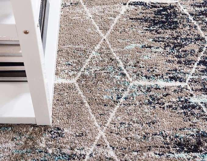 Unique Loom Trellis Frieze Collection Area Rug - Geometric (9' x 12', Blue Multi/ Ivory)