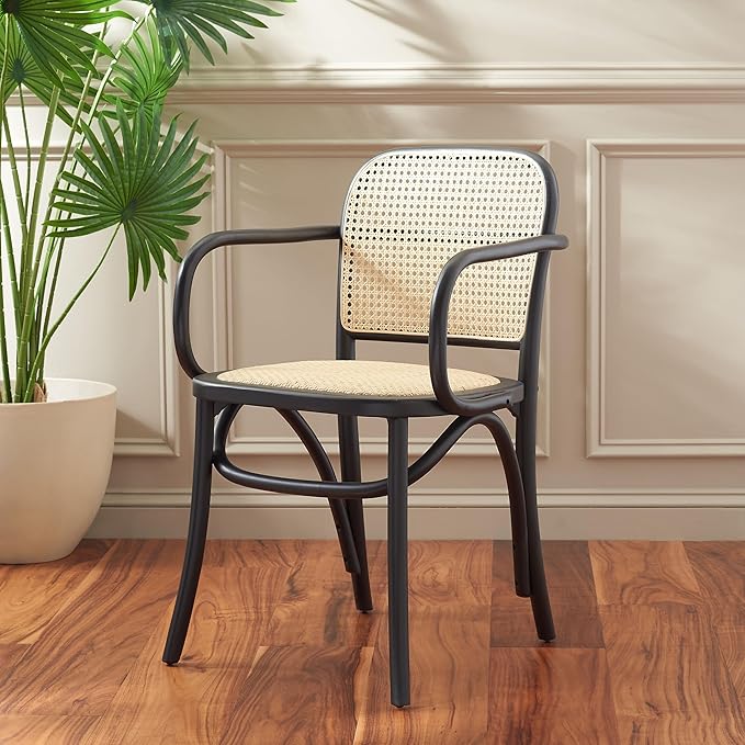 Safavieh Home Keiko White and Natural Cane Dining Chair
