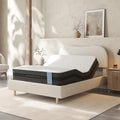 FLEXISPOT Queen All-in-One Adjustable Bed with 10" Cooling Gel Memory Foam Mattress, Boucle Bed Frame, Head & Foot Incline, Adjustable Headboard, Thick Padding, 10-Year Warranty, White