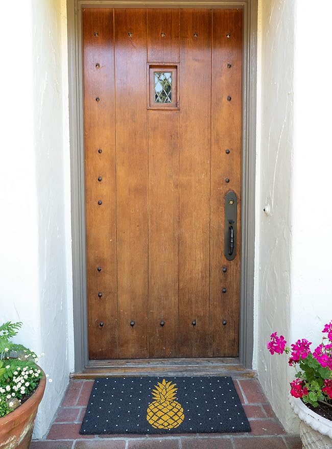 KAF Home Coir Doormat with Heavy-Duty, Weather Resistant, Non-Slip PVC Backing | 17 by 30 Inches, 0.6 Inch Pile Height | Perfect for Indoor and Outdoor Use (Pineapple)