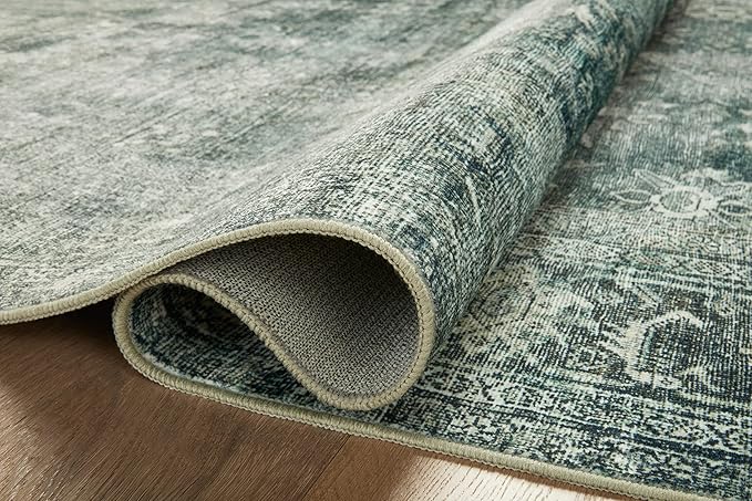 Loloi Magnolia Home by Joanna Gaines Banks Collection BAN-03 Blue/Lagoon 3'-6" x 5'-6" .13" Pile Height, Machine Washable, Accent Rug