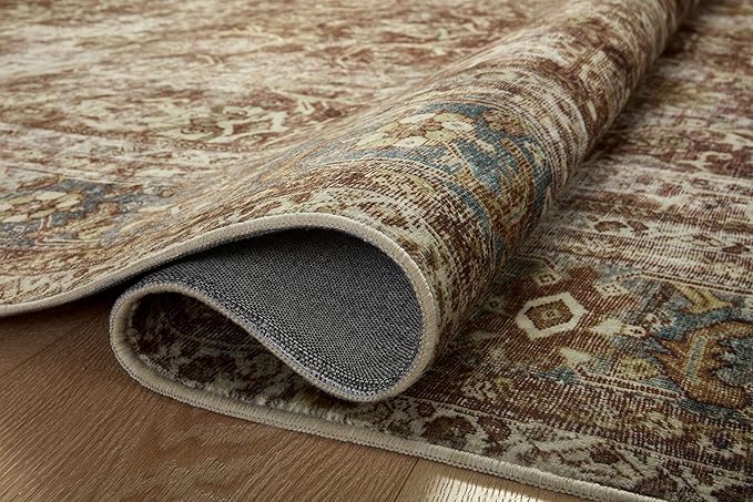 Loloi Magnolia Home by Joanna Gaines Sinclair Collection SIN-01 Rust/Lagoon 3'-6" x 5'-6", .25" Pile Height, Machine Washable, Accent Rug