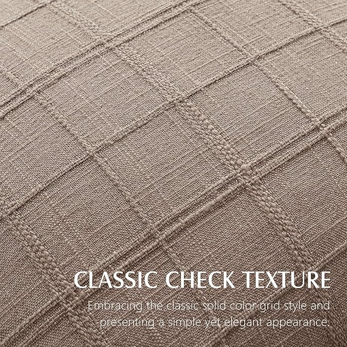 Foindtower Set of 2 Decorative Linen Check Throw Pillow Covers Neutral Long Body Lumbar Cushion Covers Farmhouse Vintage Boho Home Decor for Sofa Chair Couch Bedroom Living Room,14×36 Inch,Tan Taupe