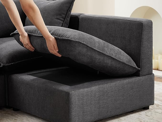 VANOMi Modular Sectional Sofa, 6 Seater Sectional Sofa Modular Sectional Couch for Living Room, V Shape Sofa