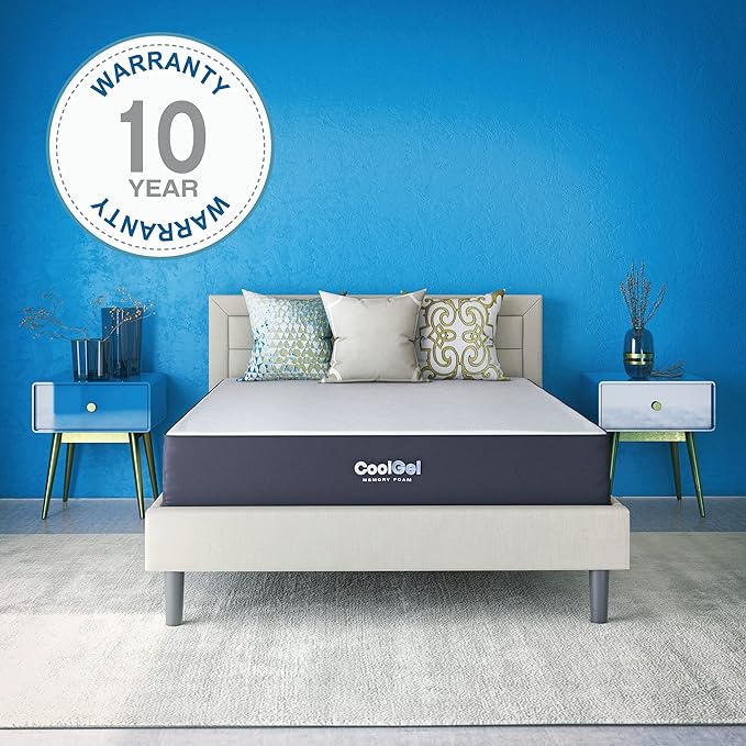 Cool Gel 10 Inch California King Memory Foam Mattress Medium Firm, King Size Memory Foam Mattress Cooling, Made in the USA, 10" Depth with Pressure Relief, CertiPUR-US Certified, CoolGel Bed