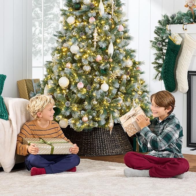 Best Choice Products 12ft Pre-Lit Scotch Pine Christmas Tree, Premium Frosted Pre-Decorated Artificial Holiday Decor w/ 3,630 Branch Tips, 2-in-1 White and Multicolor LED Lights, Cordless Setup