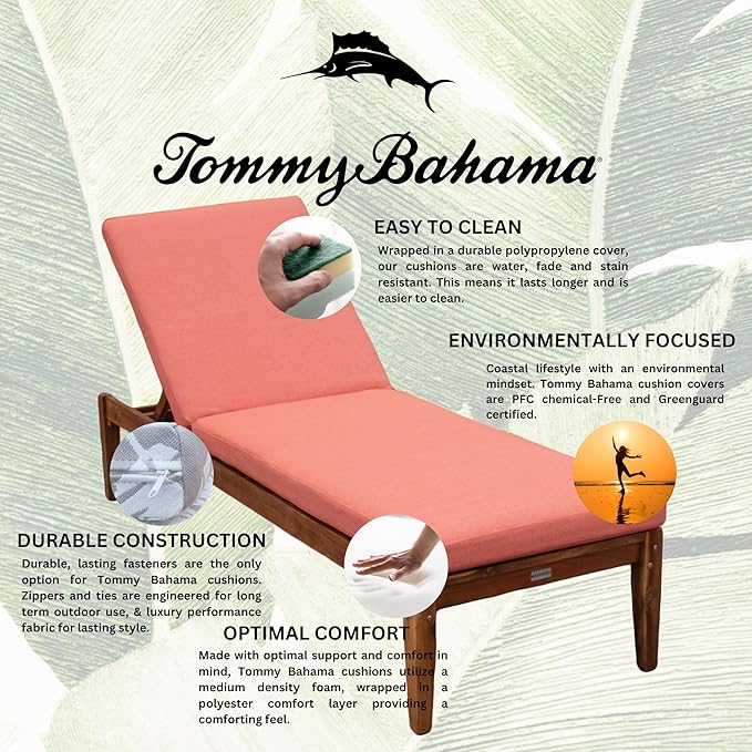 Tommy Bahama Chaise Cushion, 26" X 77" X 2.5", Bamboo Bay Mango