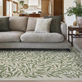 RUGGABLE x Morris & Co Washable Area Rug– Pure Willow Boughs Green 6x9, Stain-Resistant, Non-Slip – Medium Machine Washable Rugs for Living Room, Bedroom, Hallway, Entryway & Office–with Standard Pad