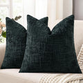 decorUhome Black Chenille Throw Pillow Covers 24x24 Set of 2 Thick Textured Slubby Couch Pillow Covers Farmhouse Accent Modern Neutral Decorative Pillow Cases for Bed Sofa Living Room