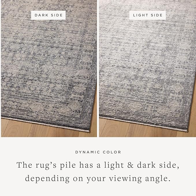 Loloi Amber Lewis Alie Collection ALE-03 Charcoal/Dove 5'-3'' x 5'-3'', .13'' Pile Height, Round Area Rug