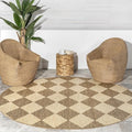 nuLOOM Outdoor Performance Collection Sabina Brown/Ivory, 8' Round, Soft and Cozy, High Traffic, Stain Resistant, Easy Clean, Durable Area Rug for Indoor/Outdoor Patio, Deck, Porch, Garden, Courtyard