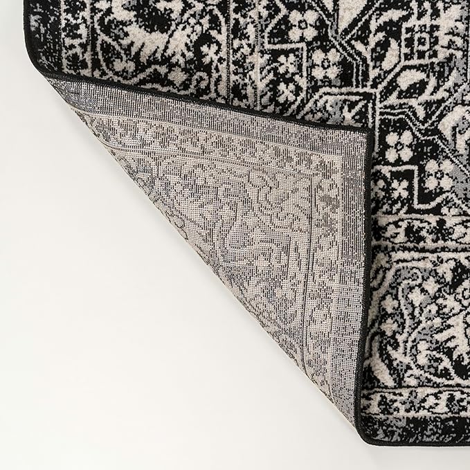 JONATHAN Y Vintage Medallion Indoor Area Rug Black 4X6, Modern Boho for Living Room, Bedroom, Kitchen, Office, Easy-Cleaning, High Traffic, Pet-Friendly, Non-Shedding MDP100D-4