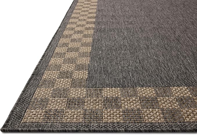 Loloi Chris Loves Julia Providence Collection PRC-01 Charcoal/Natural 2'-3" x 7'-7", .12" Pile Height, Indoor/Outdoor Runner Rug