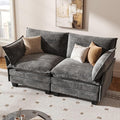 KKL Modular Sectional Sofa, Loveseat 2 Seater Cloud Couch, Chenille Modern Sectional Couches for Living Room, Apartment Grey