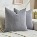 FUTEI Dark Grey Decorative Throw Pillow Covers 24x24 Inch Set of 2,Soft Cozy Wheat Ear Striped Patterns European Cushion Cases,Modern Home Decor for Couch Bed Living Room