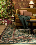RUGGABLE x Morris & Co Machine Washable Area Rug – Lodden Soft Evergreen & Gold 6x9, Stain-Resistant, Non-Slip – Medium Rugs for Living Room, Bedroom, Hallway, Entryway & Office–with Cushioned Pad