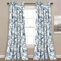 Lush Decor Dolores Light Filtering Window Panels, Pair, 52" W x 108" L, Blue - Floral Curtains for Bedroom - Vintage Curtains - Coquette Room Decor