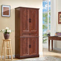 71" Tall Pantry Cabinet with Drawer and Adjustable Shelves, Modern Storage Cabinet with Doors, Kitchen Buffet Cabinet, Food Pantry Storage Cabinet, Coffee Bar, Living Room and Dining Room Cherry