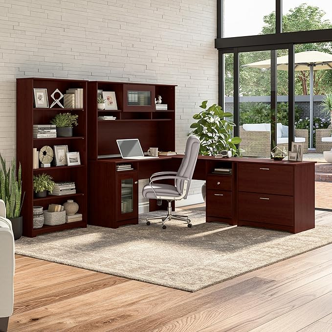 Bush Furniture Cabot 2 Drawer Lateral File Cabinet in Harvest Cherry, Home Office Chest for Letter, Legal, and A4-size Document Storage