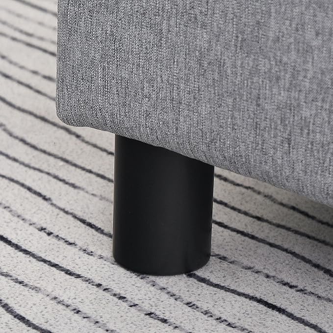 HOMCOM Ottoman Foot Rest, Small Foot Stool with Linen Fabric Upholstery and Plastic Legs, Cube Ottoman for Living Room, Gray