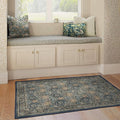 RUGGABLE x Morris & Co Washable Area Rug– Honeysuckle & Tulip Blue 4x6, Stain-Resistant, Non-Slip – Medium Machine Washable Rugs for Living Room, Bedroom, Hallway, Entryway & Office–with Standard Pad