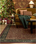 RUGGABLE x Morris & Co Machine Washable Christmas Area Rug – Acorn Amber Red 5x7, Stain-Resistant, Non-Slip – Medium Rugs for Living Room, Bedroom, Hallway, Entryway & Office–with Standard Pad