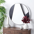 Safavieh Home Collection Dinas Modern Black 28-inch Round Decorative Accent Wall Mirror for Bedroom Living Room Bathroom Entryway