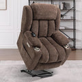 Power Lift Chair for Elderly, Electric Recliner Chair with 8-Point Vibration Massage and Lumbar Heating, Charging Ports, Cup Holders, Standing Assistance Reclining - Brown
