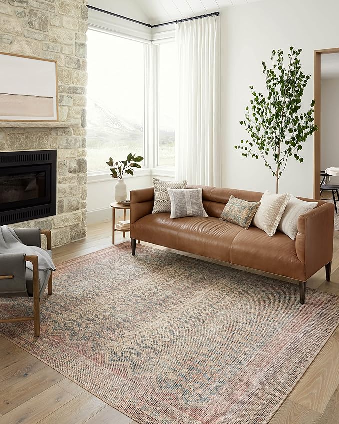 Loloi Angela Rose Aubrey Collection AUB-03 Ocean/Spice 7'-6" x 9'-6", .19" Pile Height, Area Rug