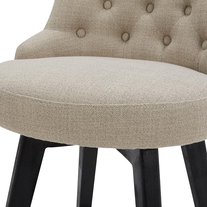 Watson & Whitely Counter Height Bar Stools Set of 3, Performance Fabric Upholstered Modern Swivel Barstool with Back, Solid Wood Legs, 26" H Seat, Tan