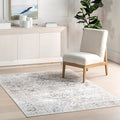 nuLOOM 6' Round Machine Washable Stain-Resistant Area Rug Medium Profile for Living Room, Bedroom, and Dining Room, Everlee Blue