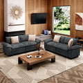 L-Shaped Cloud Modular Sofa Set, 4-Piece Double Loveseat Sectional w/Deep Seat & Removable Arms, Plush Chenille for Living Room - Cyan