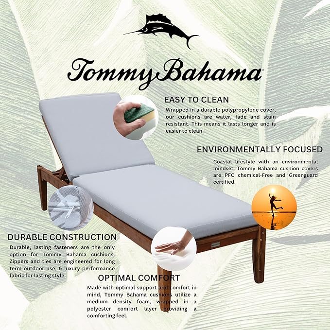 Tommy Bahama Chaise Cushion, 24" X 79" X 2.5", Bamboo Bay Cloud