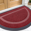 OLANLY Half Circle Door Mat Indoor Outdoor Entrance Welcome, Waterproof All-Season, All-Weather Doormat, Sturdy Natural Rubber, Low Profile, Easy Clean Patio Porch Entryway Mat, 59x34, Win Red