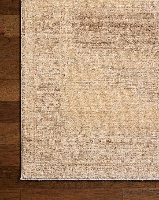 Loloi Chris Loves Julia Palma Collection PLM-07 Wheat/Taupe 2'-7" x 12'-0" Fringe Runner Rug Vintage Style Boho Living Room Bedroom Carpet