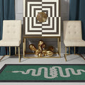 RUGGABLE x Jonathan Adler Machine Washable Modern Runner Rug – Venom Emerald 2.5x10, Stain-Resistant, Non-Slip – Washable Rug for Hallway, Entryway, Living Room & Kitchen–with Standard Pad