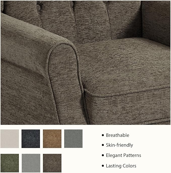 Lumibee High Back Accent Chair,Upholstered Wingback Armchair with Solid Wood Legs for Small Spaces,Comfy Single Sofa Chair for Living Room,Bedroom,Office-Taupe